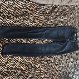 High waisted dark blue jeans